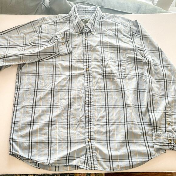 Eddie Bauer Relaxed Fit Tall XL Blue Plaid Longsleeve Button Down 100 Cotton EUC - Picture 2 of 8